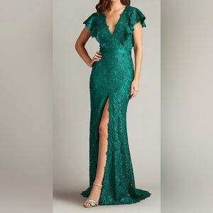 Tadashi Shoij KECK SEQUIN EMBROIDERED FLUTTER SLEEVE GOWN NWT